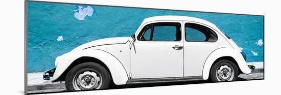 ¡Viva Mexico! Panoramic Collection - White VW Beetle Car and Blue Street Wall-Philippe Hugonnard-Mounted Photographic Print
