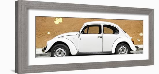¡Viva Mexico! Panoramic Collection - White VW Beetle Car and Caramel Street Wall-Philippe Hugonnard-Framed Photographic Print