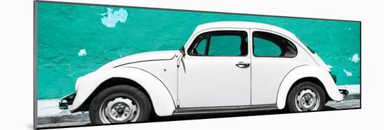 ¡Viva Mexico! Panoramic Collection - White VW Beetle Car and Turquoise Street Wall-Philippe Hugonnard-Mounted Photographic Print