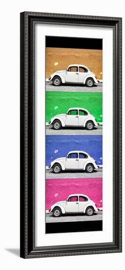 ¡Viva Mexico! Panoramic Collection - White VW Beetle Cars II-Philippe Hugonnard-Framed Photographic Print