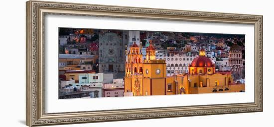 ¡Viva Mexico! Panoramic Collection - Yellow Church by Night - Guanajuato-Philippe Hugonnard-Framed Photographic Print