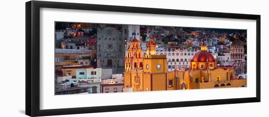 ¡Viva Mexico! Panoramic Collection - Yellow Church by Night - Guanajuato-Philippe Hugonnard-Framed Photographic Print