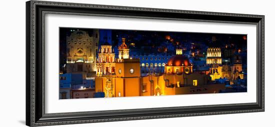 ¡Viva Mexico! Panoramic Collection - Yellow Church by Night II - Guanajuato-Philippe Hugonnard-Framed Photographic Print