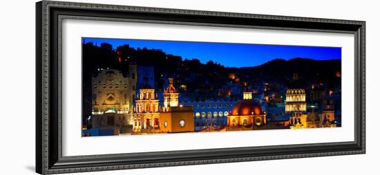 ¡Viva Mexico! Panoramic Collection - Yellow Church by Night III - Guanajuato-Philippe Hugonnard-Framed Photographic Print