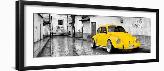 ¡Viva Mexico! Panoramic Collection - Yellow VW Beetle Car in San Cristobal de Las Casas-Philippe Hugonnard-Framed Photographic Print