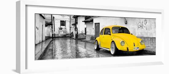 ¡Viva Mexico! Panoramic Collection - Yellow VW Beetle Car in San Cristobal de Las Casas-Philippe Hugonnard-Framed Photographic Print
