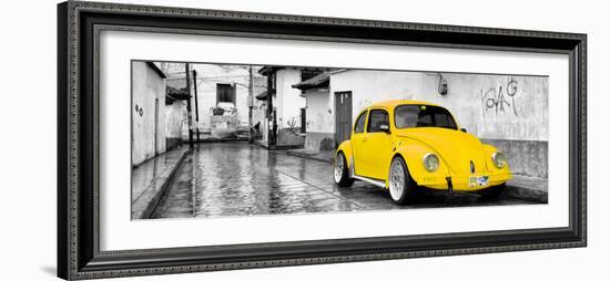 ¡Viva Mexico! Panoramic Collection - Yellow VW Beetle Car in San Cristobal de Las Casas-Philippe Hugonnard-Framed Photographic Print