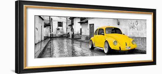 ¡Viva Mexico! Panoramic Collection - Yellow VW Beetle Car in San Cristobal de Las Casas-Philippe Hugonnard-Framed Photographic Print