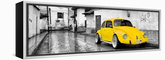 ¡Viva Mexico! Panoramic Collection - Yellow VW Beetle Car in San Cristobal de Las Casas-Philippe Hugonnard-Framed Premier Image Canvas