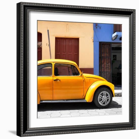 ¡Viva Mexico! Square Collection - "15 Street" Dark Yellow VW Beetle Car-Philippe Hugonnard-Framed Photographic Print