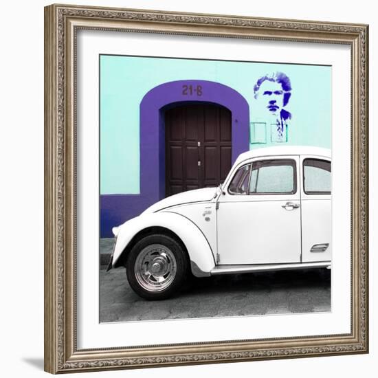 ¡Viva Mexico! Square Collection - "21-B" White VW Beetle Car II-Philippe Hugonnard-Framed Photographic Print