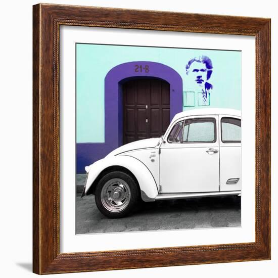 ¡Viva Mexico! Square Collection - "21-B" White VW Beetle Car II-Philippe Hugonnard-Framed Photographic Print