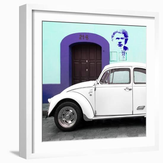 ¡Viva Mexico! Square Collection - "21-B" White VW Beetle Car II-Philippe Hugonnard-Framed Photographic Print