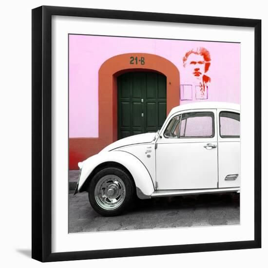 ¡Viva Mexico! Square Collection - "21-B" White VW Beetle Car III-Philippe Hugonnard-Framed Photographic Print