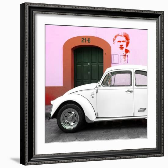 ¡Viva Mexico! Square Collection - "21-B" White VW Beetle Car III-Philippe Hugonnard-Framed Photographic Print