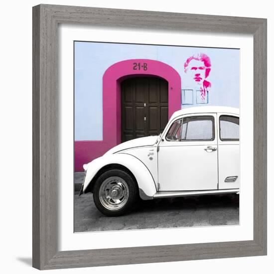 ¡Viva Mexico! Square Collection - "21-B" White VW Beetle Car V-Philippe Hugonnard-Framed Photographic Print
