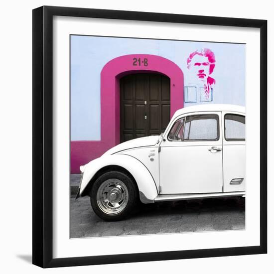 ¡Viva Mexico! Square Collection - "21-B" White VW Beetle Car V-Philippe Hugonnard-Framed Photographic Print