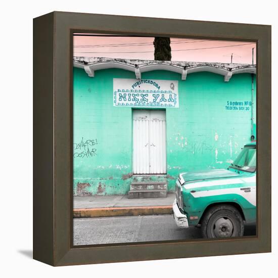 ¡Viva Mexico! Square Collection - "5 de febrero" Coral Green Wall-Philippe Hugonnard-Framed Premier Image Canvas