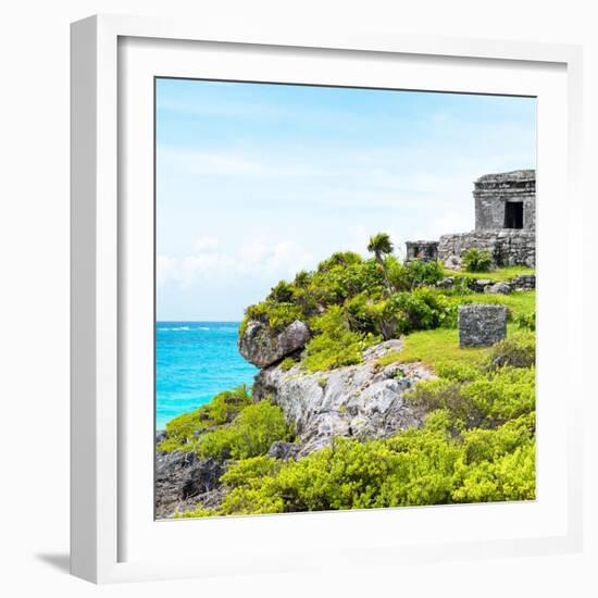 ¡Viva Mexico! Square Collection - Ancient Mayan Fortress in Riviera Maya - Tulum-Philippe Hugonnard-Framed Photographic Print