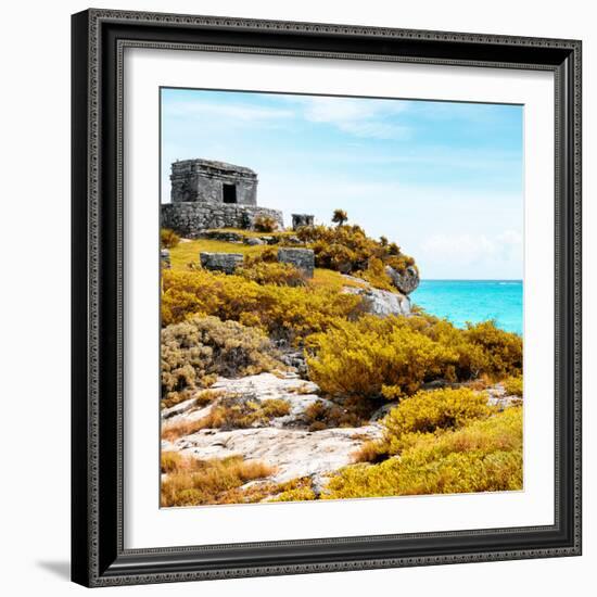 ¡Viva Mexico! Square Collection - Ancient Mayan Fortress in Riviera Maya VI - Tulum-Philippe Hugonnard-Framed Photographic Print