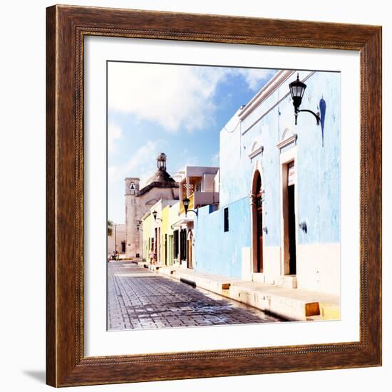 ¡Viva Mexico! Square Collection - Beautiful Colorful Street in Campeche V-Philippe Hugonnard-Framed Photographic Print