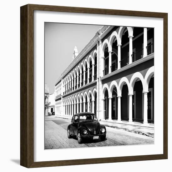 ¡Viva Mexico! Square Collection - Black VW Beetle in Campeche-Philippe Hugonnard-Framed Photographic Print