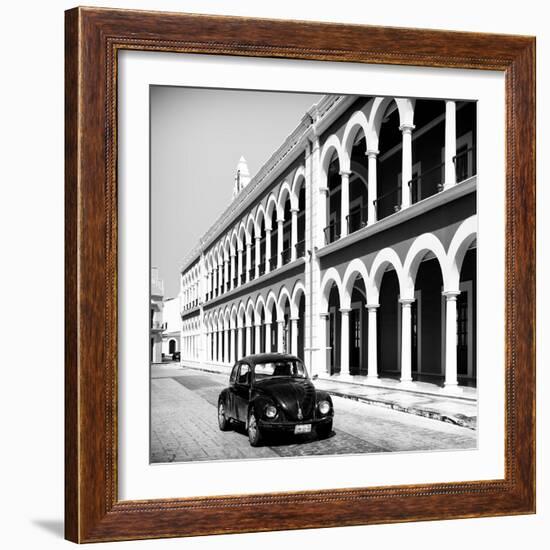 ¡Viva Mexico! Square Collection - Black VW Beetle in Campeche-Philippe Hugonnard-Framed Photographic Print