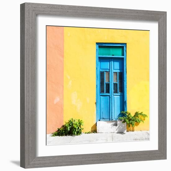 ¡Viva Mexico! Square Collection - Blue Door & Yellow Wall in Campeche-Philippe Hugonnard-Framed Photographic Print