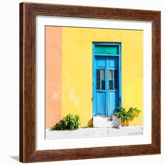 ¡Viva Mexico! Square Collection - Blue Door & Yellow Wall in Campeche-Philippe Hugonnard-Framed Photographic Print