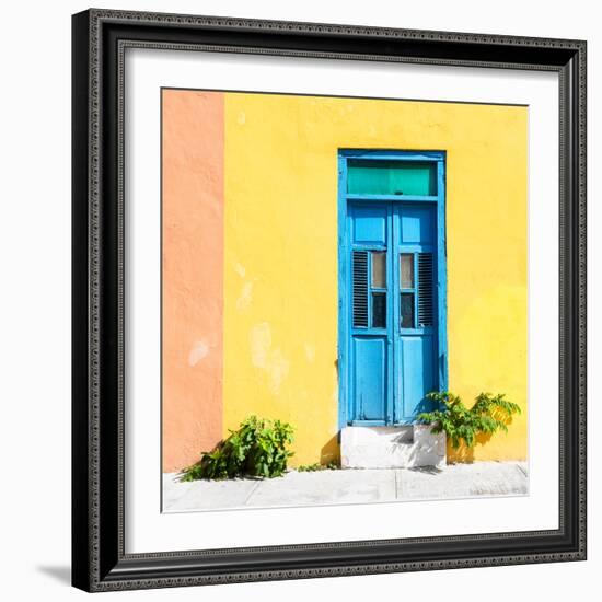 ¡Viva Mexico! Square Collection - Blue Door & Yellow Wall in Campeche-Philippe Hugonnard-Framed Photographic Print