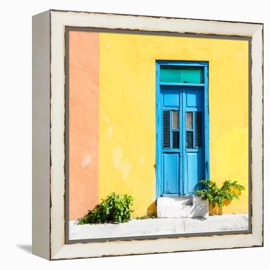 ¡Viva Mexico! Square Collection - Blue Door & Yellow Wall in Campeche-Philippe Hugonnard-Framed Premier Image Canvas