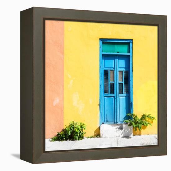 ¡Viva Mexico! Square Collection - Blue Door & Yellow Wall in Campeche-Philippe Hugonnard-Framed Premier Image Canvas