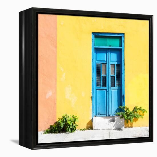 ¡Viva Mexico! Square Collection - Blue Door & Yellow Wall in Campeche-Philippe Hugonnard-Framed Premier Image Canvas