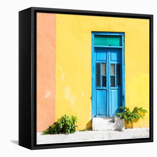 ¡Viva Mexico! Square Collection - Blue Door & Yellow Wall in Campeche-Philippe Hugonnard-Framed Premier Image Canvas