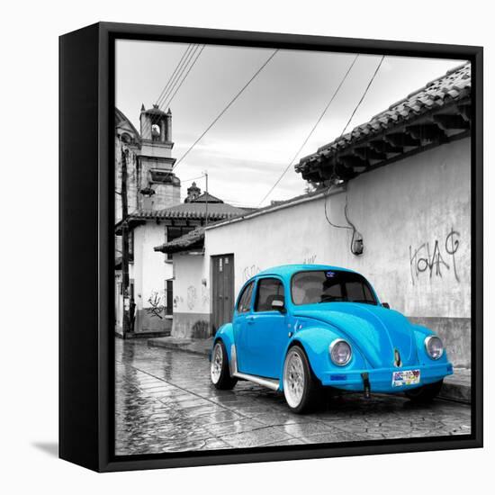 ¡Viva Mexico! Square Collection - Blue VW Beetle Car in San Cristobal de Las Casas-Philippe Hugonnard-Framed Premier Image Canvas