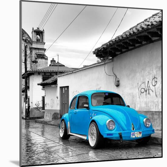 ¡Viva Mexico! Square Collection - Blue VW Beetle Car in San Cristobal de Las Casas-Philippe Hugonnard-Mounted Photographic Print