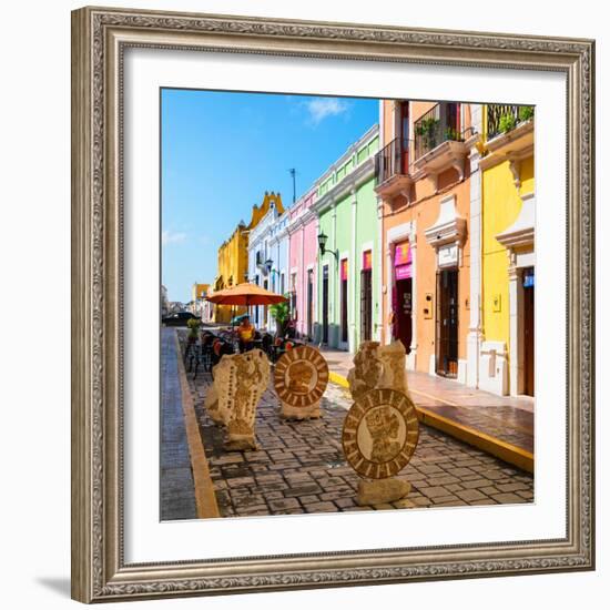 ¡Viva Mexico! Square Collection - Coloful Street in Campeche-Philippe Hugonnard-Framed Photographic Print