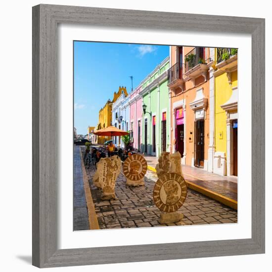 ¡Viva Mexico! Square Collection - Coloful Street in Campeche-Philippe Hugonnard-Framed Photographic Print