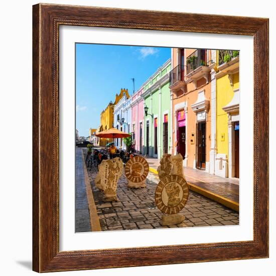 ¡Viva Mexico! Square Collection - Coloful Street in Campeche-Philippe Hugonnard-Framed Photographic Print