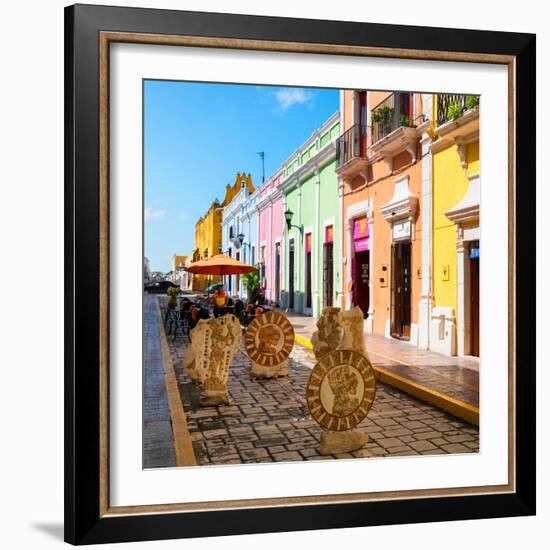 ¡Viva Mexico! Square Collection - Coloful Street in Campeche-Philippe Hugonnard-Framed Photographic Print