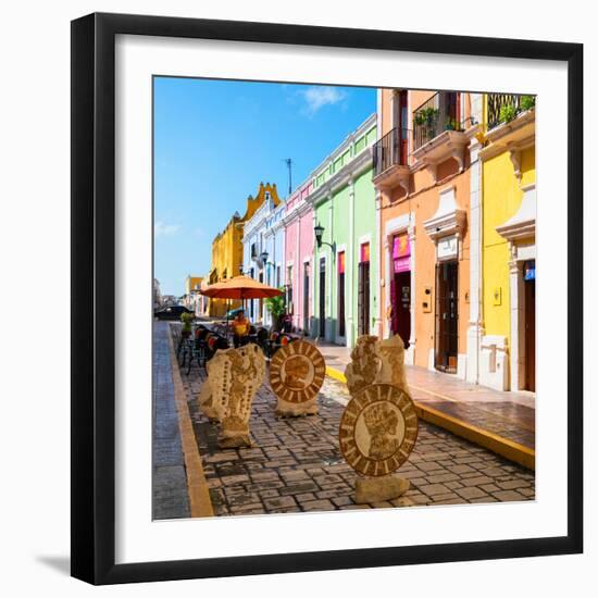 ¡Viva Mexico! Square Collection - Coloful Street in Campeche-Philippe Hugonnard-Framed Photographic Print