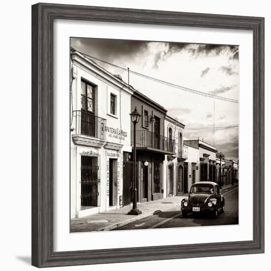 ¡Viva Mexico! Square Collection - Colorful Facades and Black VW Beetle Car V-Philippe Hugonnard-Framed Photographic Print