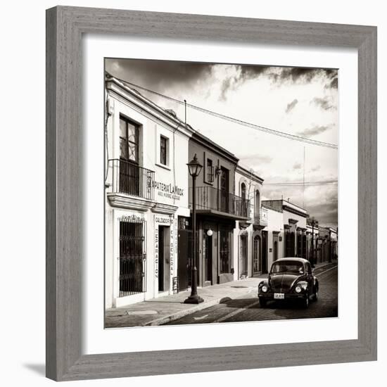 ¡Viva Mexico! Square Collection - Colorful Facades and Black VW Beetle Car V-Philippe Hugonnard-Framed Photographic Print