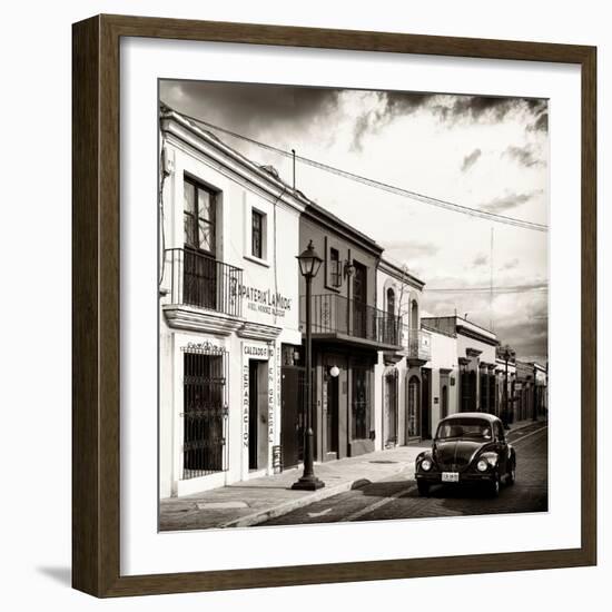 ¡Viva Mexico! Square Collection - Colorful Facades and Black VW Beetle Car V-Philippe Hugonnard-Framed Photographic Print