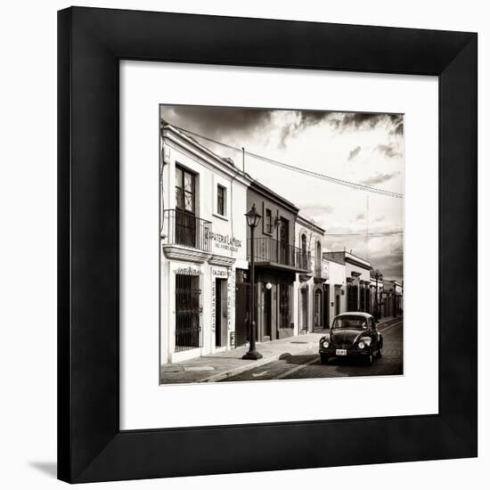 ¡Viva Mexico! Square Collection - Colorful Facades and Black VW Beetle Car V-Philippe Hugonnard-Framed Photographic Print