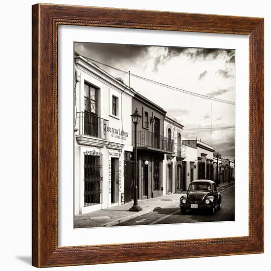 ¡Viva Mexico! Square Collection - Colorful Facades and Black VW Beetle Car V-Philippe Hugonnard-Framed Photographic Print