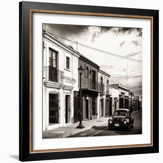 ¡Viva Mexico! Square Collection - Colorful Facades and Black VW Beetle Car V-Philippe Hugonnard-Framed Photographic Print