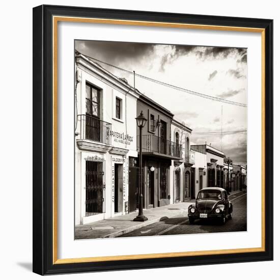 ¡Viva Mexico! Square Collection - Colorful Facades and Black VW Beetle Car V-Philippe Hugonnard-Framed Photographic Print