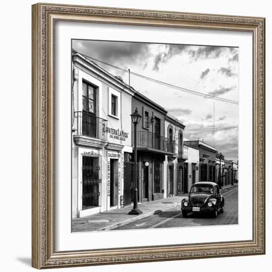 ¡Viva Mexico! Square Collection - Colorful Facades and Black VW Beetle Car VI-Philippe Hugonnard-Framed Photographic Print