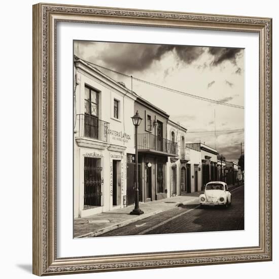 ¡Viva Mexico! Square Collection - Colorful Facades and White VW Beetle Car II-Philippe Hugonnard-Framed Photographic Print